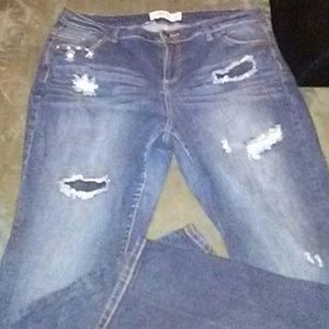 Plus Size Denim cut up jeans